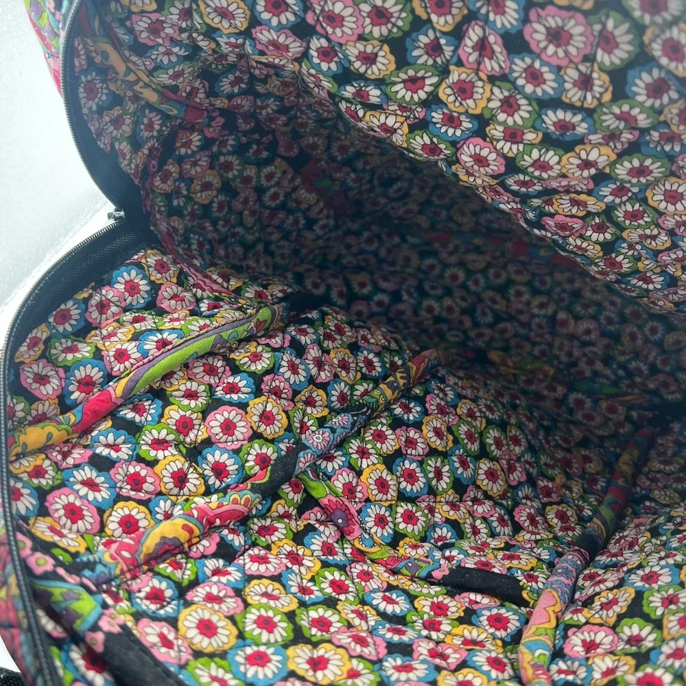 Vera Bradley Quilted Cotton Backpack Black Floral 15